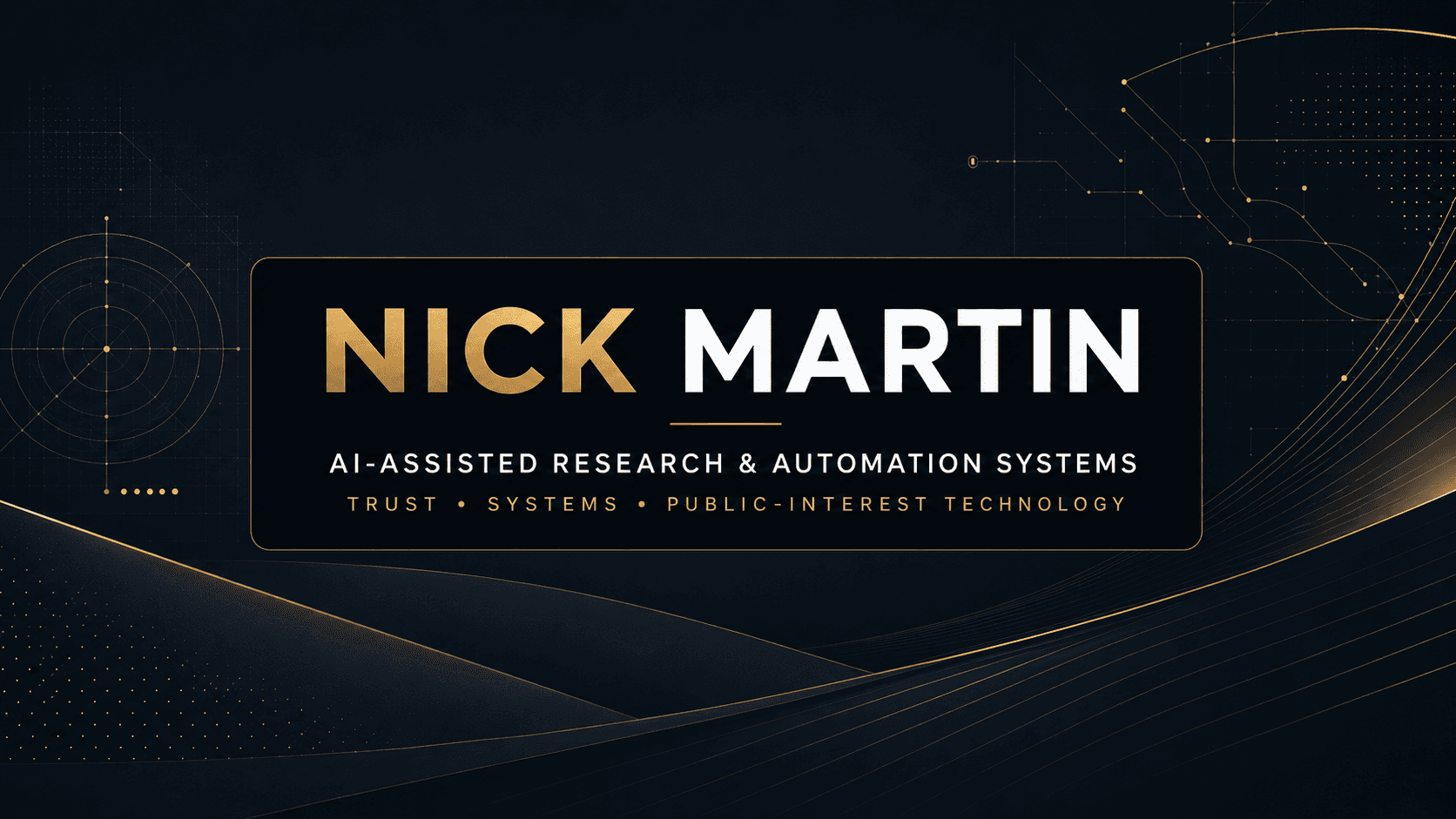 Nick Martin Builds — command center brand artwork